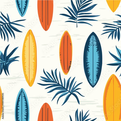  Illustration seamless pattern of Retro surf for poster
