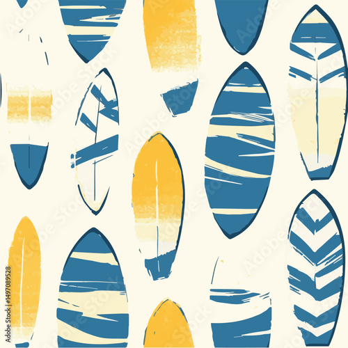 Illustration seamless pattern of Retro surf for poster