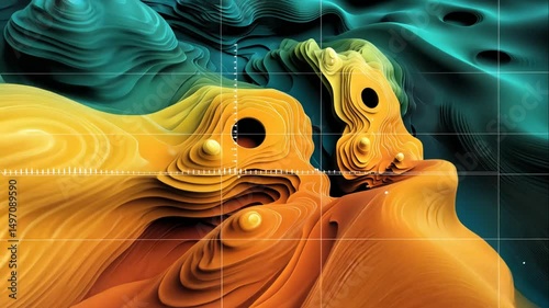Abstract Layered Design in Vibrant Colors with Smooth Curves