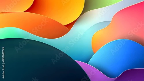 Vibrant Abstract Multicolored Waves in Motion with Smooth Curves