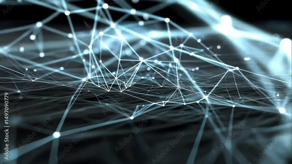 Dynamic Abstract Network Concept with Light Trails and Particles