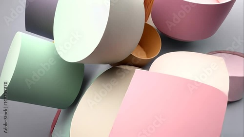 Abstract Composition of Colorful Geometric Shapes and Textures