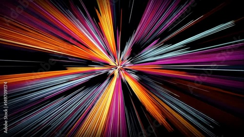 Vibrant Radial Abstract Composition with Bold Lines and Colors