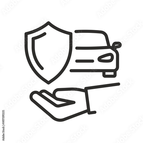 Icon of car protection. Auto insurance. Security automobile. Vector illustration.