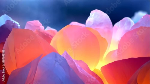 Colorful Illuminated Rocks in Soft Light, Natural Beauty Shot