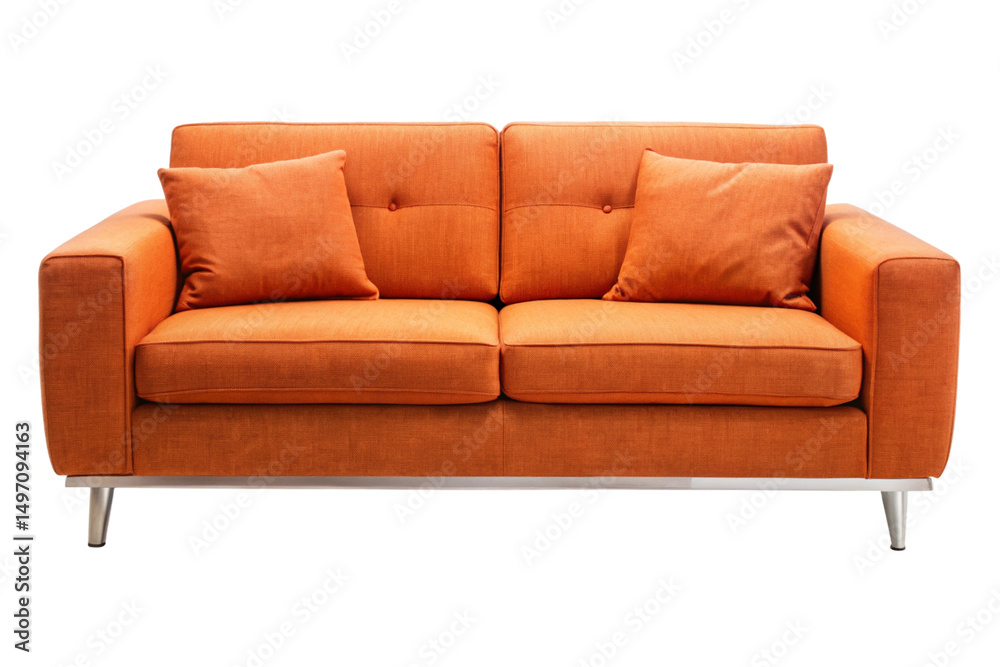 Fototapeta premium orange fabric sofa modern couch isolated white background 