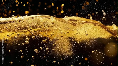 gold beer on black background	
