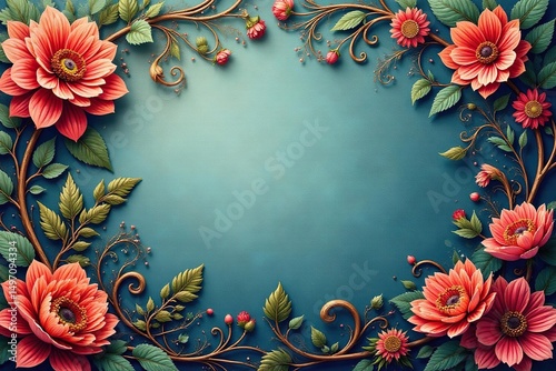 Intricate floral damask, swirling vines & leaves, tapestry, wallpaper, interior