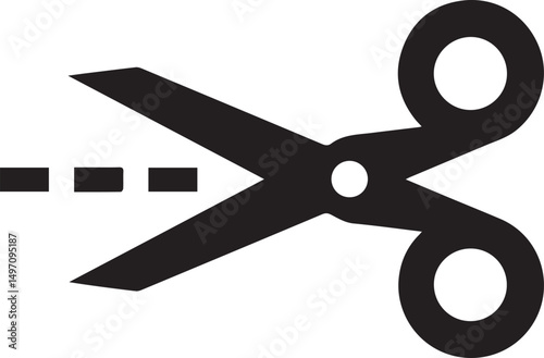 illustration of scissors icon with dots, cutting area. Pro Vector ,scissors cut out of paper