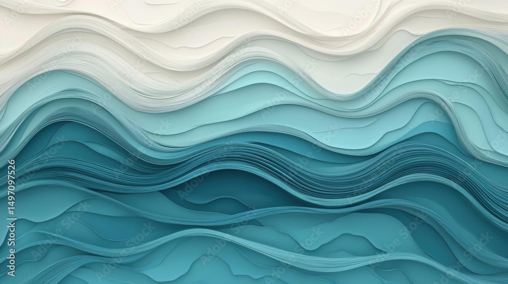 Fototapeta premium Abstract background with a wave-like pattern. the wave is made up of multiple layers of different shades of blue and white, creating a layered effect.