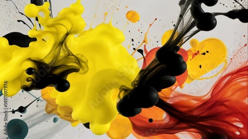 Colorful Paint Splashes on White Background for Creative Projects