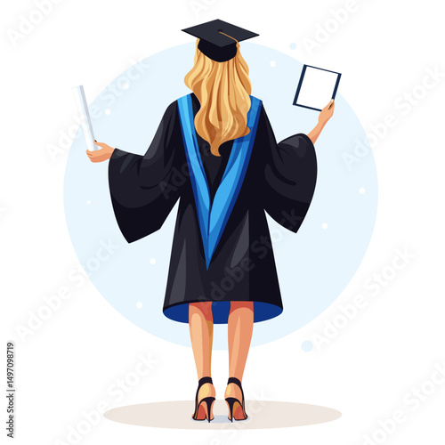 Graduation celebration with diploma and certificate