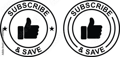 Subscribe and Save Vector Label – Discount, Offer, Badge, Ecommerce Promo Design