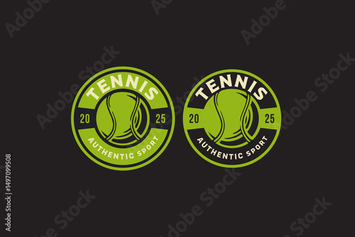 tennis ball sport retro badge logo vector design set for tennis sport, club and tournament. ball of tennis sport vintage illustration emblem label element design graphic collections