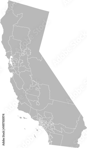 California state house districts vector map (Albers equal area conic projection, PPT-compatible & fully editable)