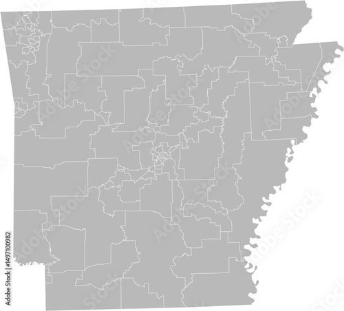 Arkansas state house districts vector map (Albers equal area conic projection, PPT-compatible & fully editable)