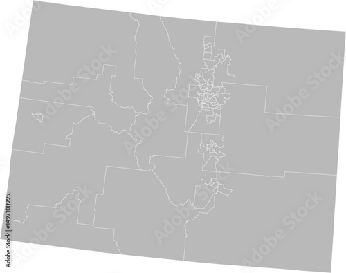 Colorado state house districts vector map (Albers equal area conic projection, PPT-compatible & fully editable)