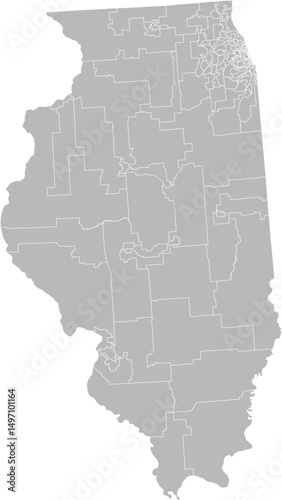 Illinois state house districts vector map (Albers equal area conic projection, PPT-compatible & fully editable)