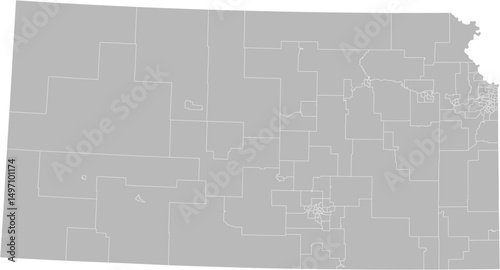 Kansas state house districts vector map (Albers equal area conic projection, PPT-compatible & fully editable)
