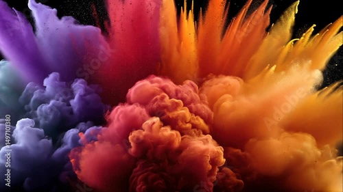 Vibrant Burst of Colored Powder in Dynamic Steadicam Shot