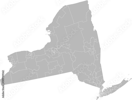 New York state house districts vector map (Albers equal area conic projection, PPT-compatible & fully editable)