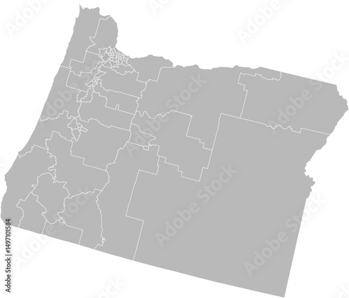 Oregon state house districts vector map (Albers equal area conic projection, PPT-compatible & fully editable)