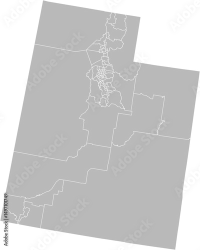 Utah state house districts vector map (Albers equal area conic projection, PPT-compatible & fully editable)