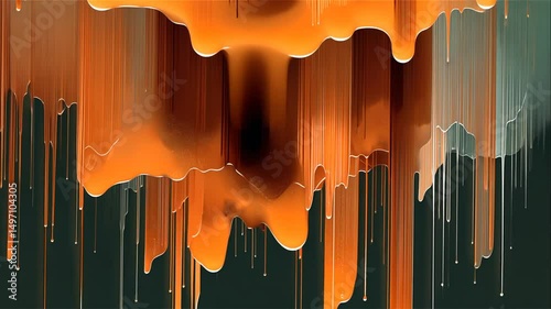 Abstract Orange Drips in Creative Artistic Composition