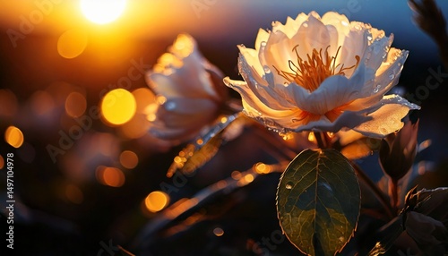 夕日に照らされる美しい花／Structure Reference Image