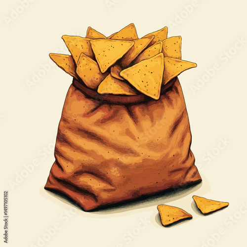 Bag of tortilla chips filled with snacks