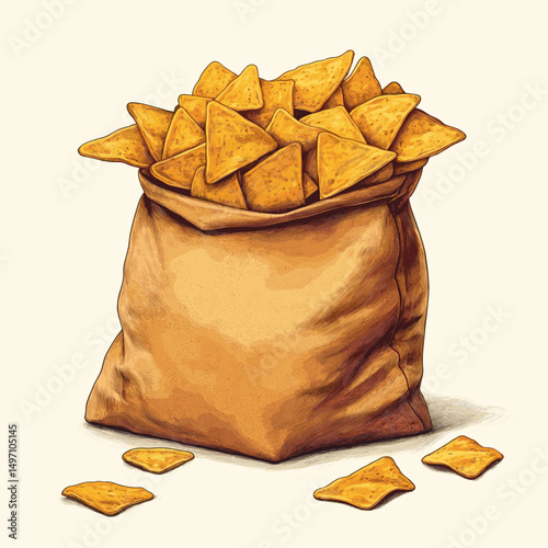 Bag of tortilla chips filled with snacks