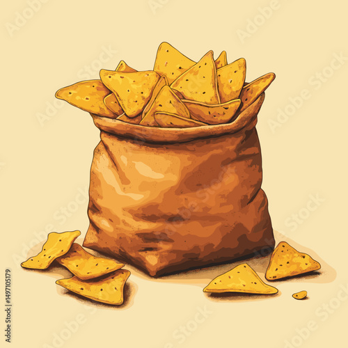 Bag of tortilla chips filled with snacks