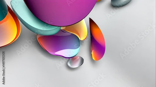 Abstract Colorful Design with Smooth Fluid Shapes and Glossy Finish