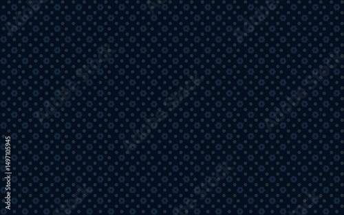 Seamless abstract pattern with gray 6 fold geometric flower and blue stencil hexagon on dark blue background. Vector illustration, for masculine shirt lady dress cloth textile cover wallpaper decorate
