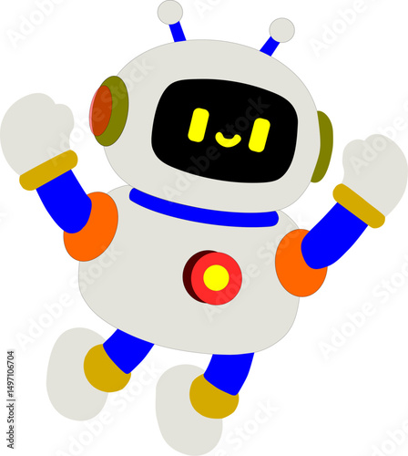 manually hand traced vector of a cute cartoon robot isolated on white