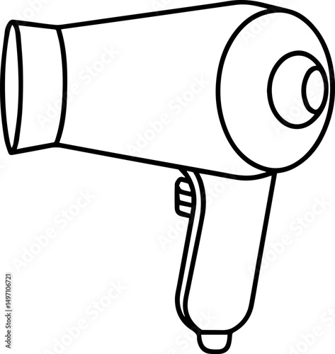 hairdryer outline line art illustration, coloring book page