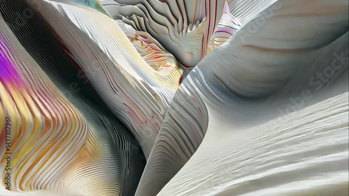 Abstract Iridescent Waves in Fluid Shapes and Textures