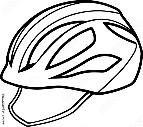 Cycling Helmet outline line art illustration, coloring book page