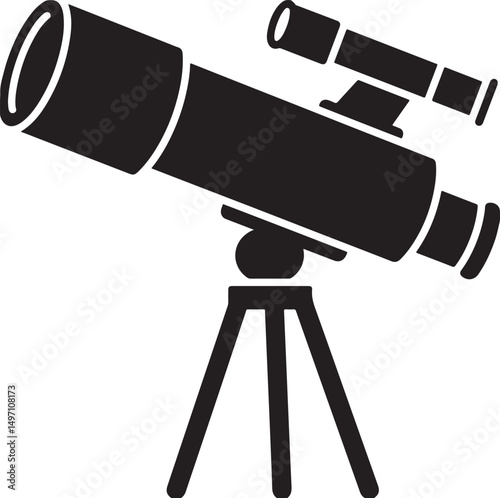 Telescope icon silhouette, Telescope silhouette vector illustration