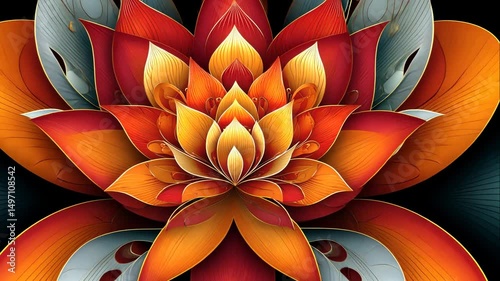 Abstract Floral Design with Vivid Colors and Intricate Patterns
