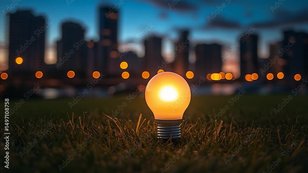Cityscape lightbulb idea concept