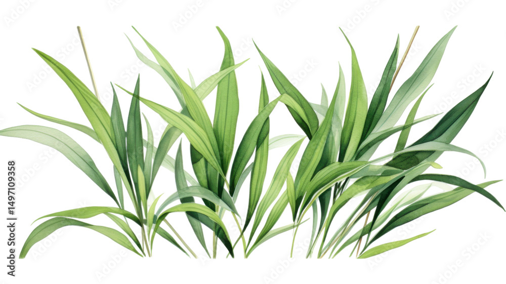 Fototapeta premium Fresh Green Pandan Leaves Isolated on White Background