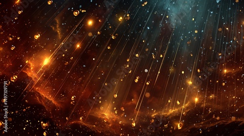 Cosmic Rain Abstract Nebula Background.
