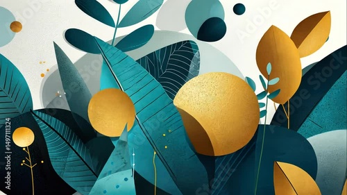 Abstract Steadicam Shot with Turquoise and Gold Elements