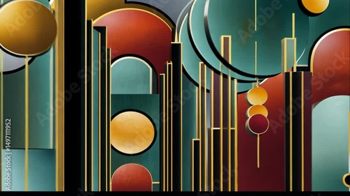Abstract Geometric Composition with Vibrant Shapes and Colors