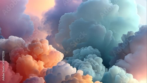 Dreamy Abstract Cloudscape in Soft Pastel Colors and Shapes