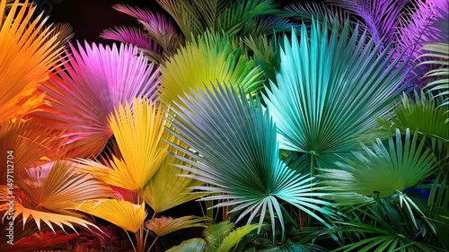 Vibrant Tropical Leaves in Vivid Colors for Nature Backgrounds