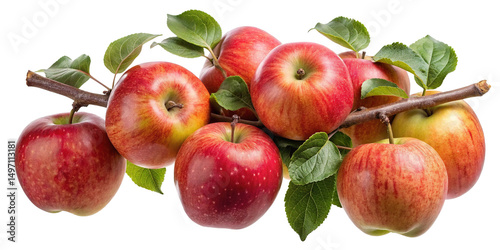Luscious Gala Apples on the Branch Ready to Harvest, Isolated on White