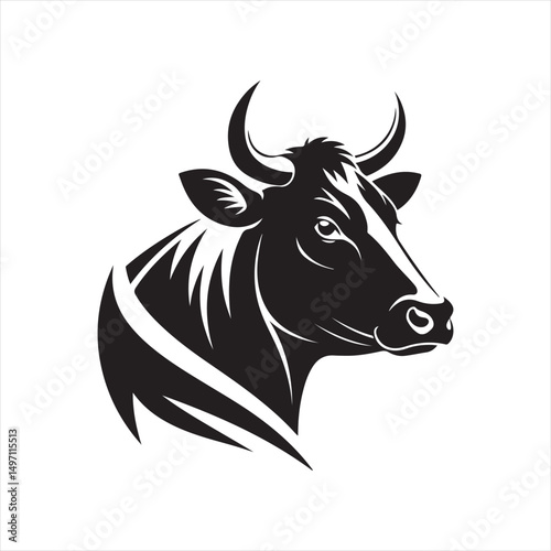 cow vector silhouette clip art logo design illustration. livestock collection.