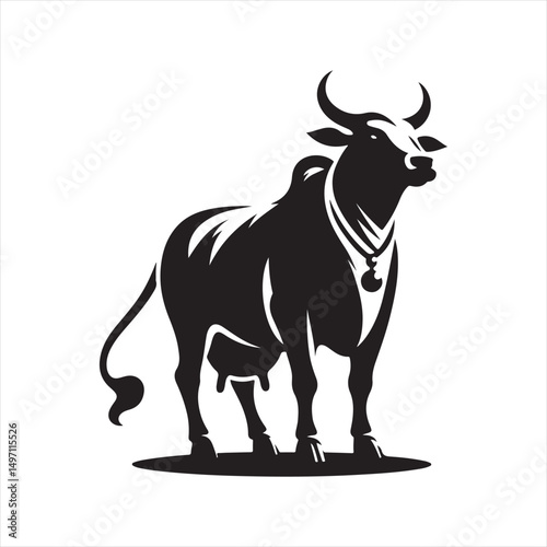 cow vector silhouette clip art logo design illustration. livestock collection.